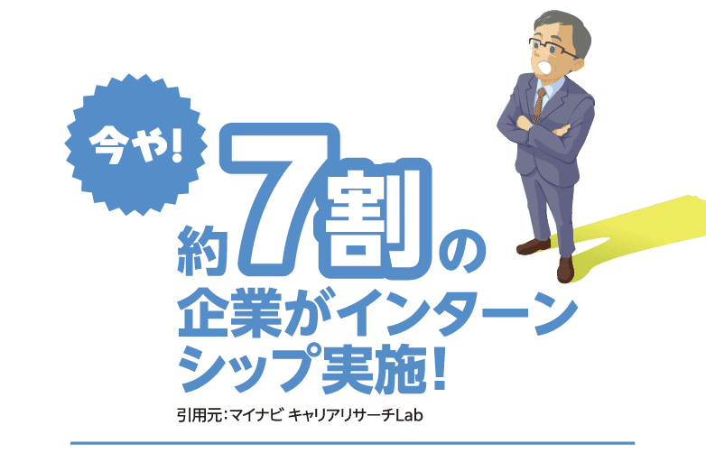 今や！約7割の企業がインターンシップ実施！ 引用元：マイナビ キャリアリサーチLab